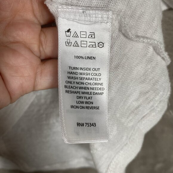 Sigrid Olsen 100% Linen T Shirt White V Neck Short Sleeve Basic Tee - Picture 7 of 9